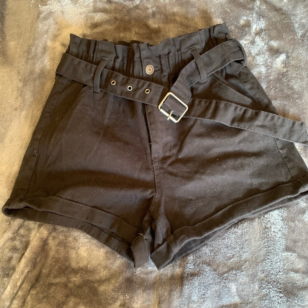 Black high rise shorts